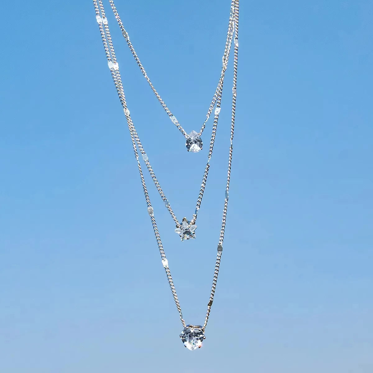 Collier pendentif en Zircon pour femmes, chaîne multicouche, ras du cou, mode féminine, bijoux brillants, cadeau de fête