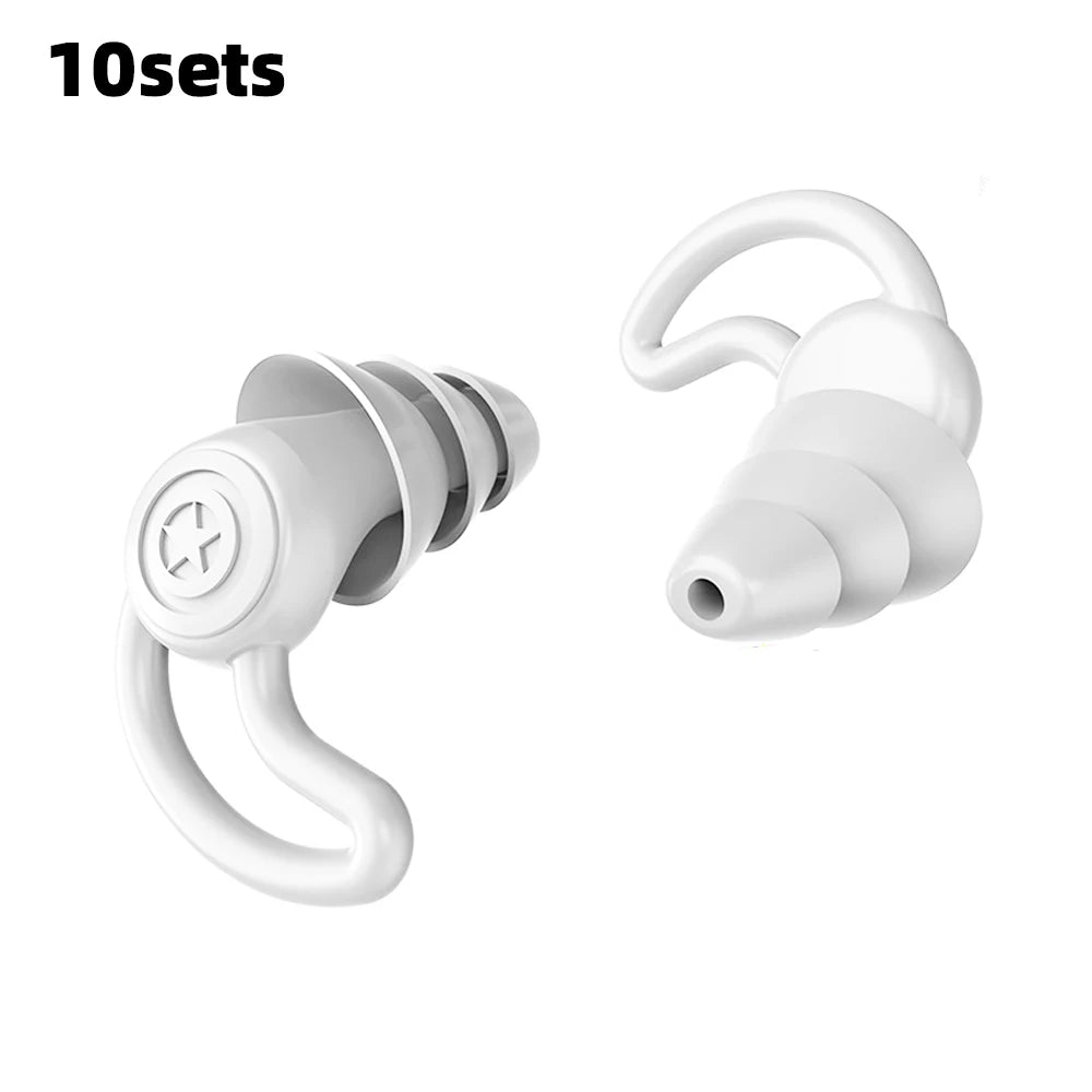 Bouchons d'oreilles en silicone HUAK à 3 couches pour travail et natation – Protection contre le bruit en usine, étanches pour piscines, confortables toute la journée