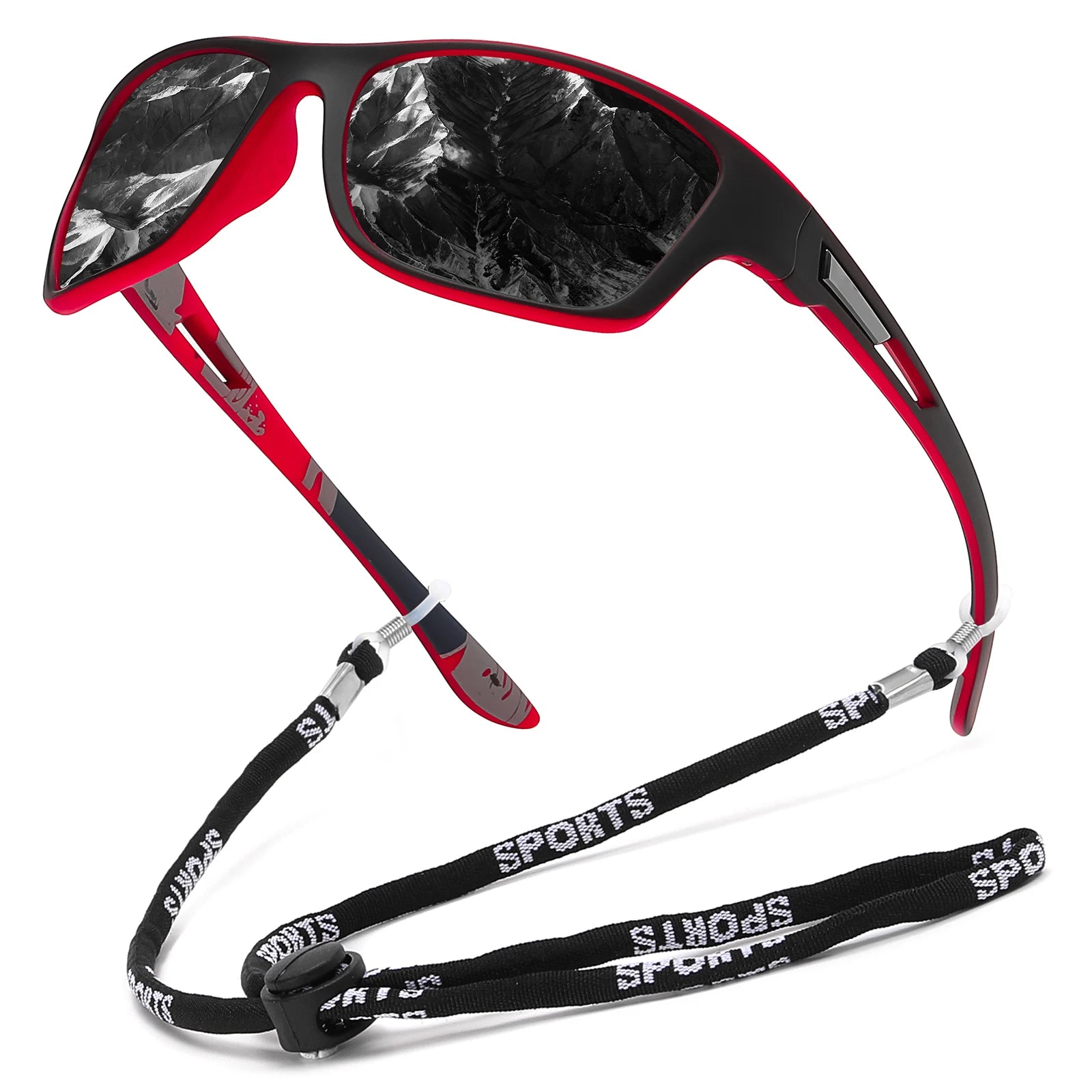 Lunettes de soleil polarisées de sport avec chaîne pour hommes, marque de styliste rétro, cyclisme, escalade, pêche, UV400