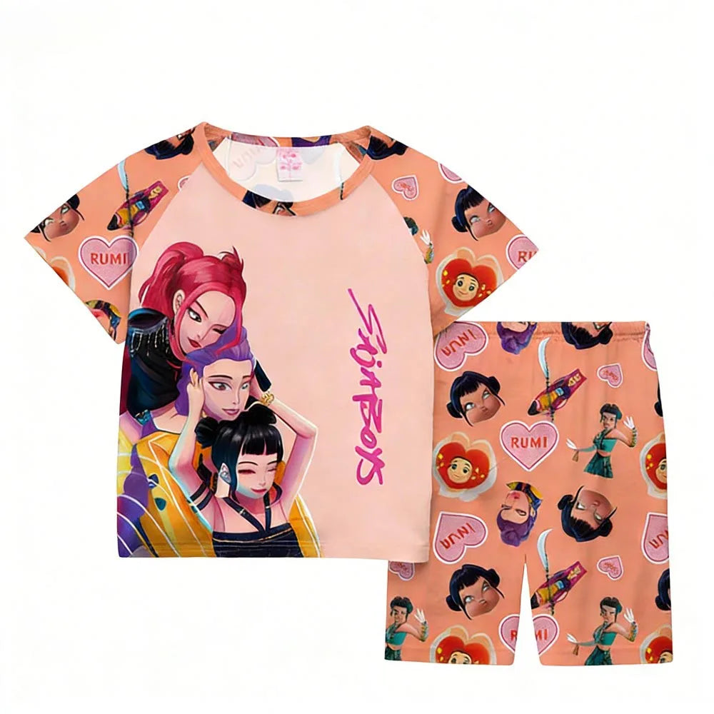 Pyjamas pour filles et enfants de 3 à 12 ans - Pyjama court d'été pour petits garçons - Thème Kpop Demon Hunters