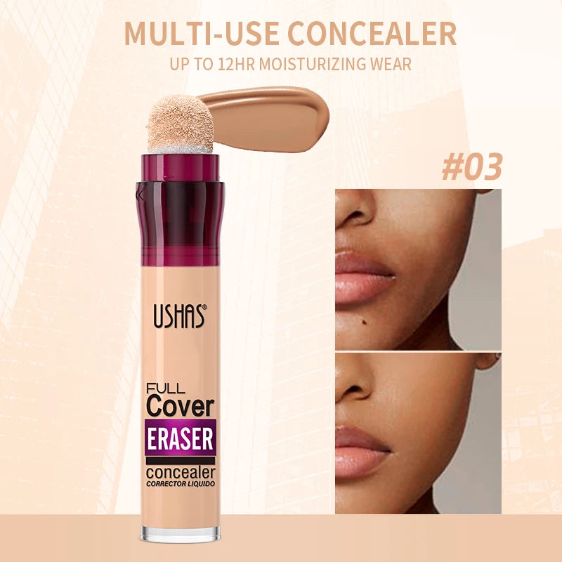 New Sponge Head Concealer for Dark Circles Freckles Acne Pigmentation and Blemishes Long Lasting Moisturizing Liquid Foundation