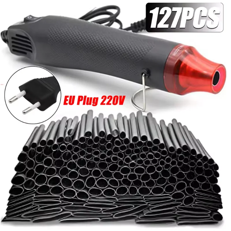 Kit de tubes thermorétractables noirs, tubes thermorésistants, emballage de fil rétractable, câble de connexion électrique, manchons d'isolation, protecteur