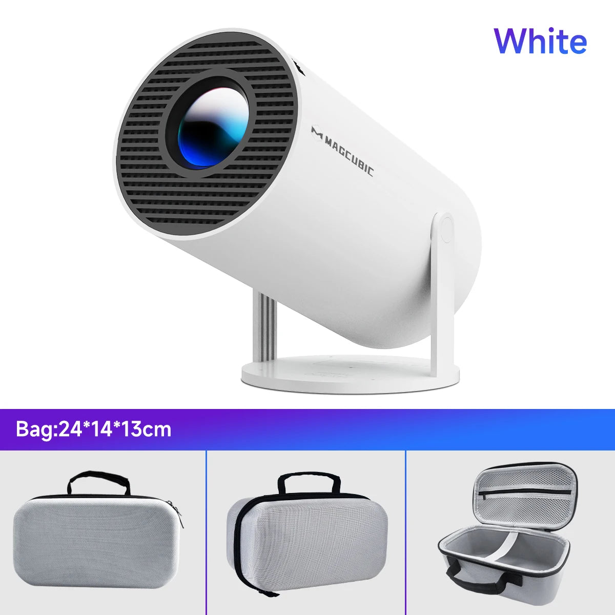 Projecteur Magcubic Android 14 8K 1280*720P HY300 Pro + Double Wi-Fi 290 ANSI 180° flexible BT5.0 Projecteur portable cinéma extérieur