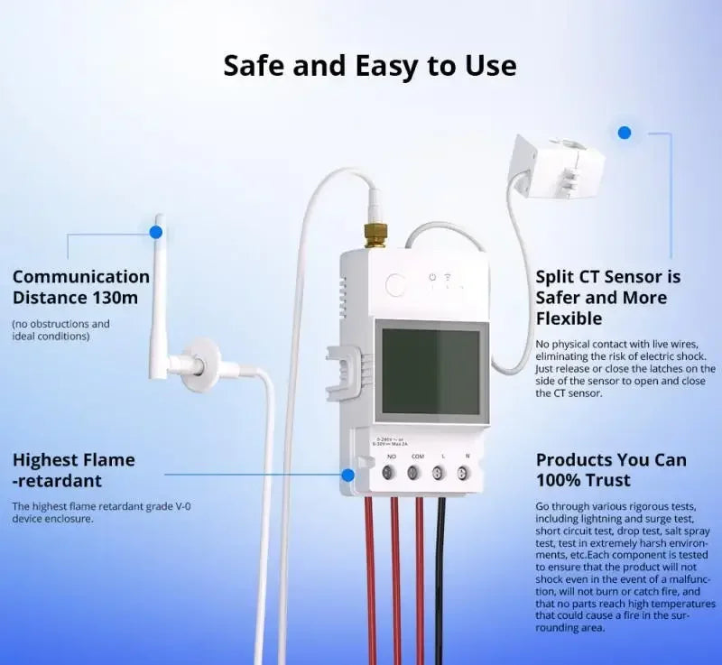 SONOFF POWCT POW Ring Compteur d'énergie intelligent Transformateur de courant 100 A Moniteur d'énergie Contacteur Compatible avec Alexa et Google IFTTT