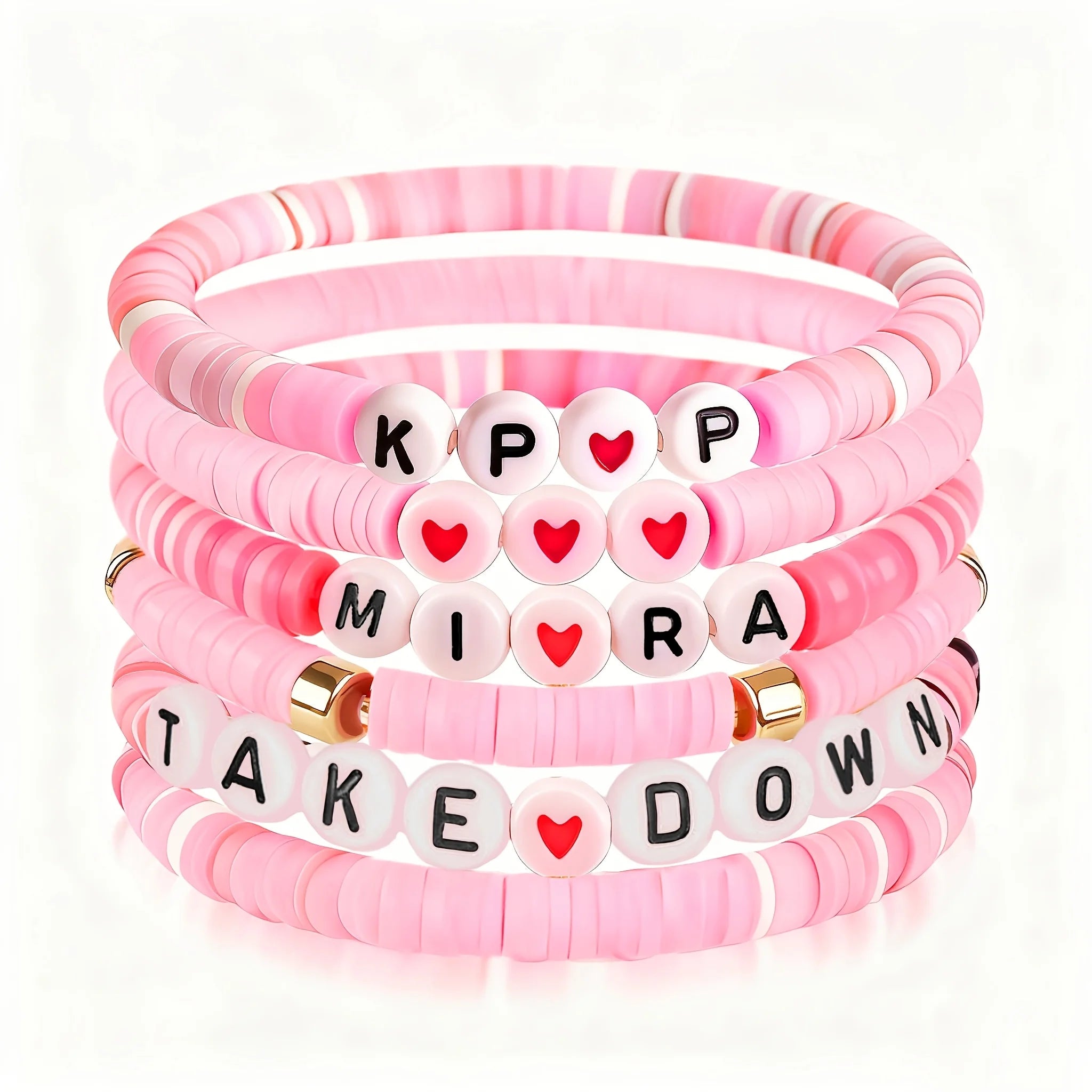 Ensemble de 6 bracelets K-Pop multicolores, bijoux résistants, accessoire de fan, cadeau de concert, cosplay ou anniversaire