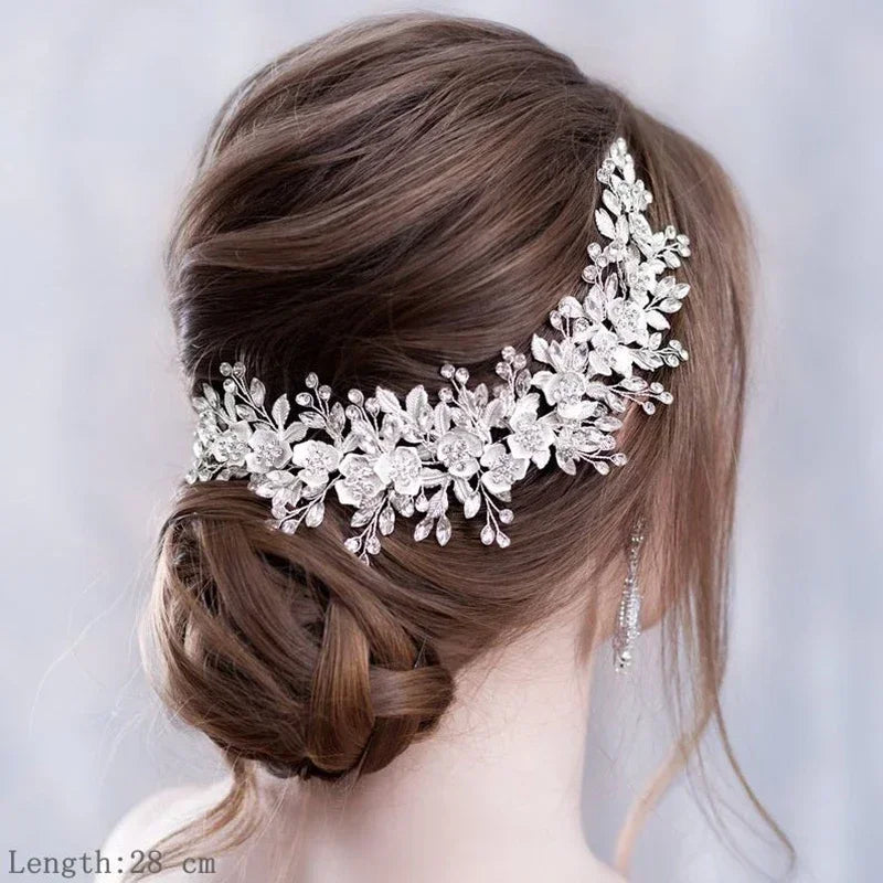 Bandeaux et diadèmes fleuris luxueux, accessoires de coiffure de mariage pour femmes, bijoux de cheveux de mariée, bandeau de mariée, coiffe, serre-tête de fête