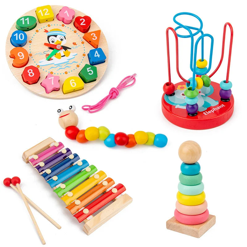 Jouets Montessori pour bébés, puzzles 3D en bois, jeux d'éveil, jouets éducatifs en bois pour enfants, cadeaux d'anniversaire