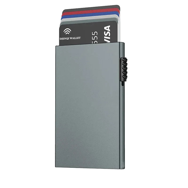 Portefeuille intelligent RFID avec porte-cartes de crédit, en métal fin et mince, pour hommes et femmes, portefeuille minimaliste à ouverture par clapet, petit porte-monnaie noir en métal