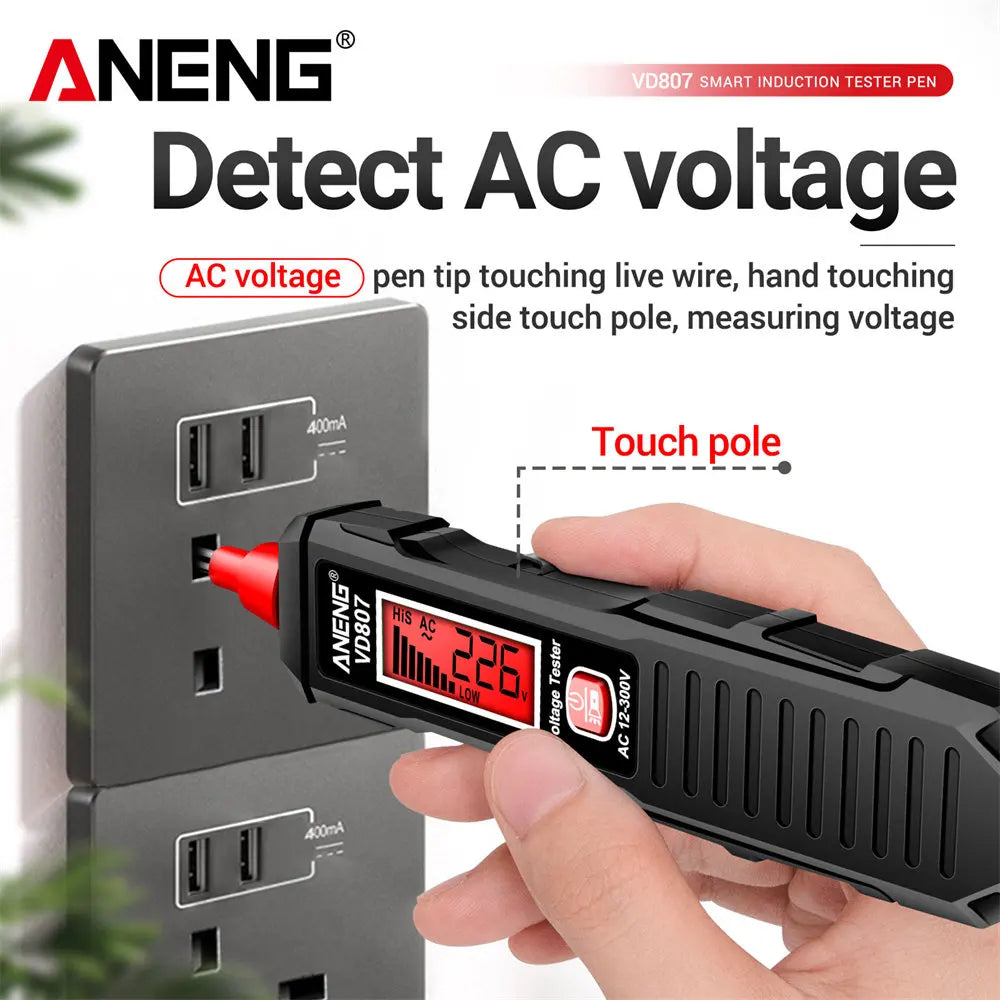 ANENG VD807 testeur de stylo électrique intelligent Portable à Induction en un mot 50/60Hz capteur NCV AC 12-300V outils de détection de fil sans contact