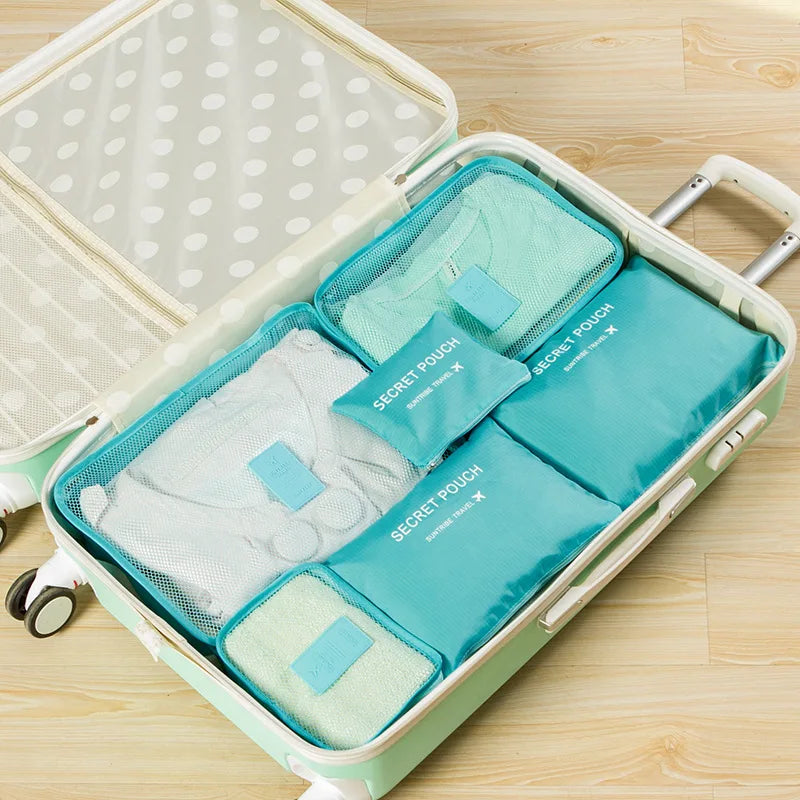 6pcs Set Travel Storage Bags Suitcase Packing Set Storage Cases Portable Luggage Organizer Clothes Shoe Foldable Organizer