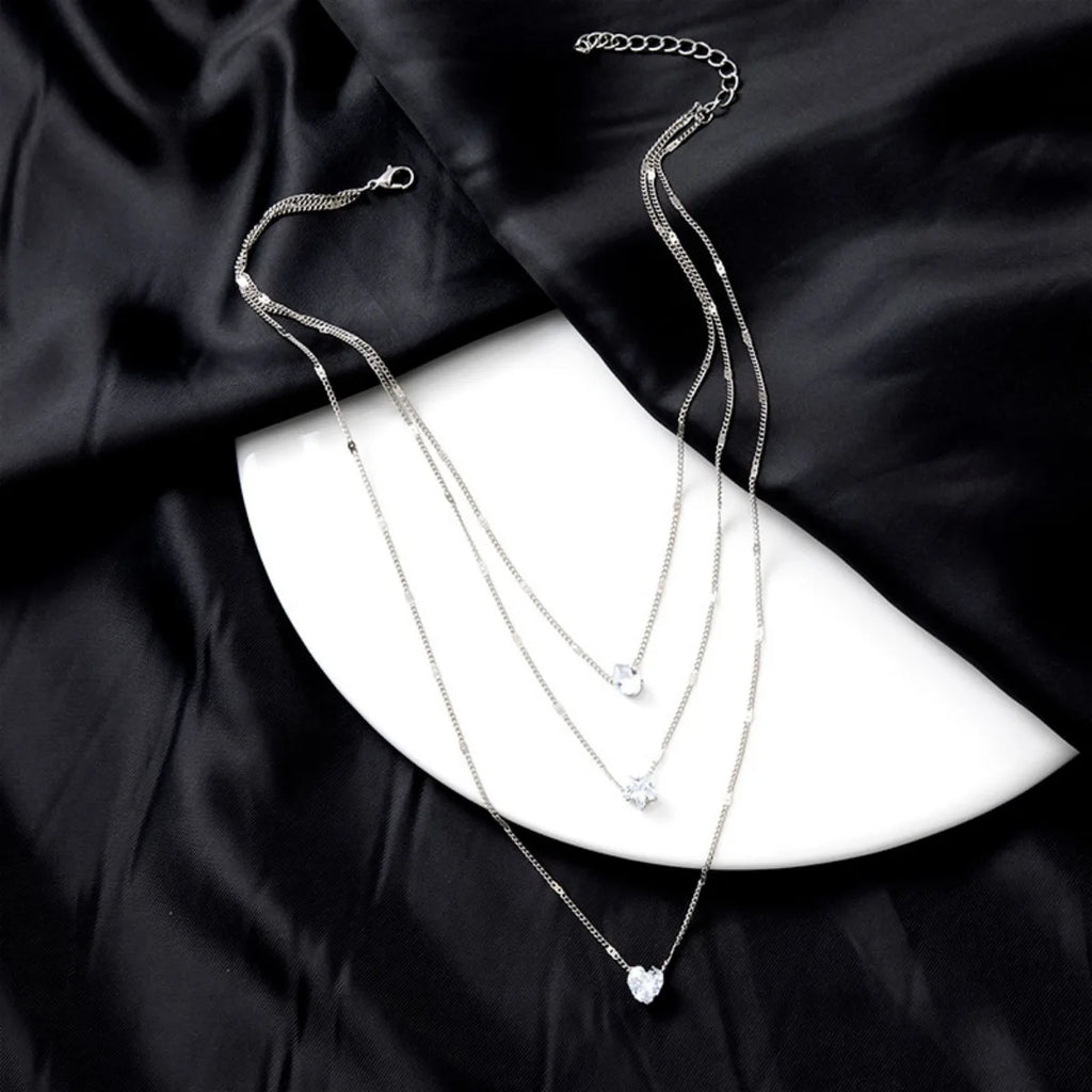 Collier pendentif en Zircon pour femmes, chaîne multicouche, ras du cou, mode féminine, bijoux brillants, cadeau de fête
