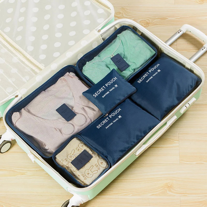 6pcs Set Travel Storage Bags Suitcase Packing Set Storage Cases Portable Luggage Organizer Clothes Shoe Foldable Organizer