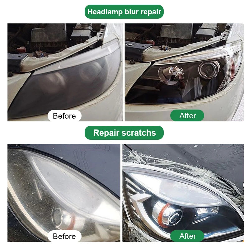 Kits de polissage et de restauration de phares de voiture : pâte nettoyante et réparatrice pour éliminer les rayures et l'oxydation, liquide de polissage pour phares