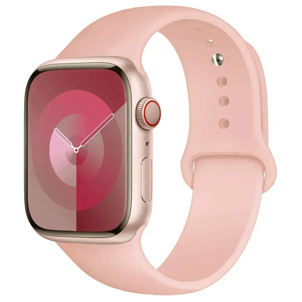 Bracelet en Silicone pour Apple Watch, 44mm 45mm 40mm 41mm 42-46mm, bracelet de sport iwatch série 8 7 6 5 4 9 10 11 SE-Ultra 2/3 49mm