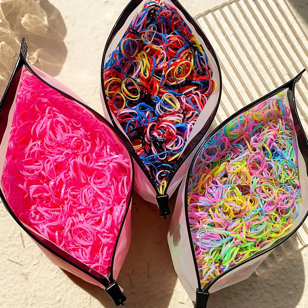 500/1000/2000 pièces filles coloré jetable élastique cheveux cravates bandeau enfants élastique pour queue de cheval bandes enfants cheveux accessoires