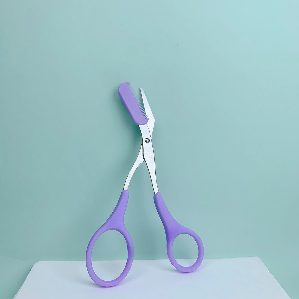 Ciseaux de rasoir à sourcils en acier inoxydable, tondeuse anti-rayures sûre pour débutants, outil de beauté tranchant en croissant, multicolore