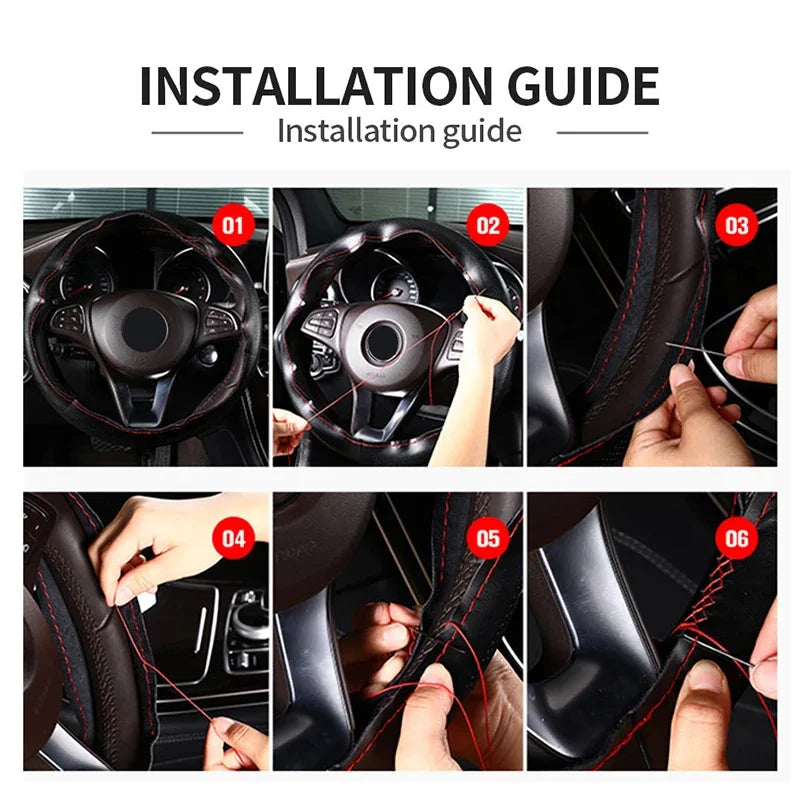 Housse de volant en cuir véritable tressée pour voiture, protection anti-rayures, accessoires de volant