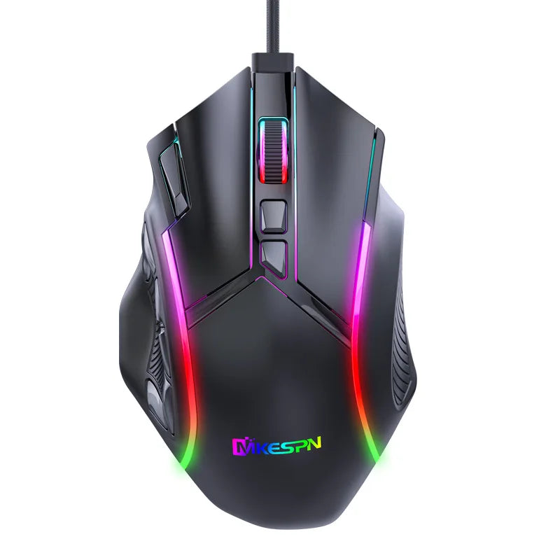 Souris gaming 12800 DPI sans poids, macro RGB, 12 touches programmables, éclairage RGB jusqu'à 6 niveaux, compatible PC, Mac, PC portable et PUBG.