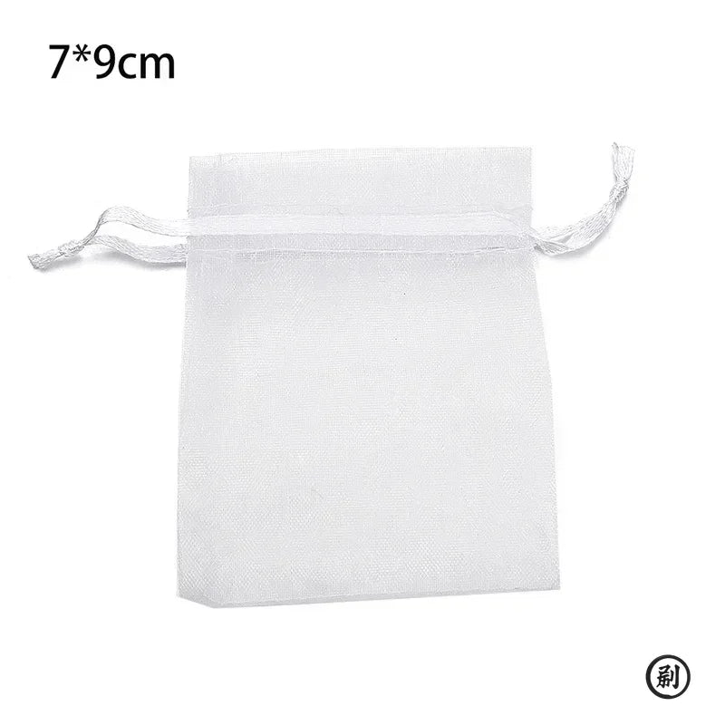 50 décorations pour sachets en organza blanc, 7 x 9 cm ou 9 x 12 cm