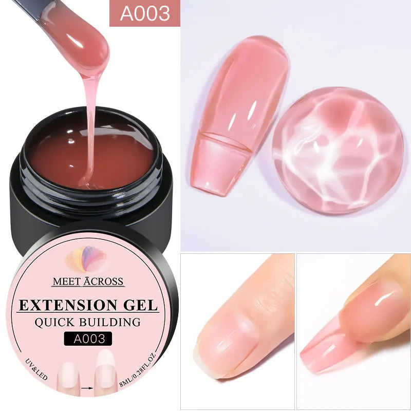 MEET ACROSS 8ML Gel Ongles Extension Rapide Vernis Nude Blanc Lait Vernis Gel UV Semi-Permanent pour Manucure et Outils