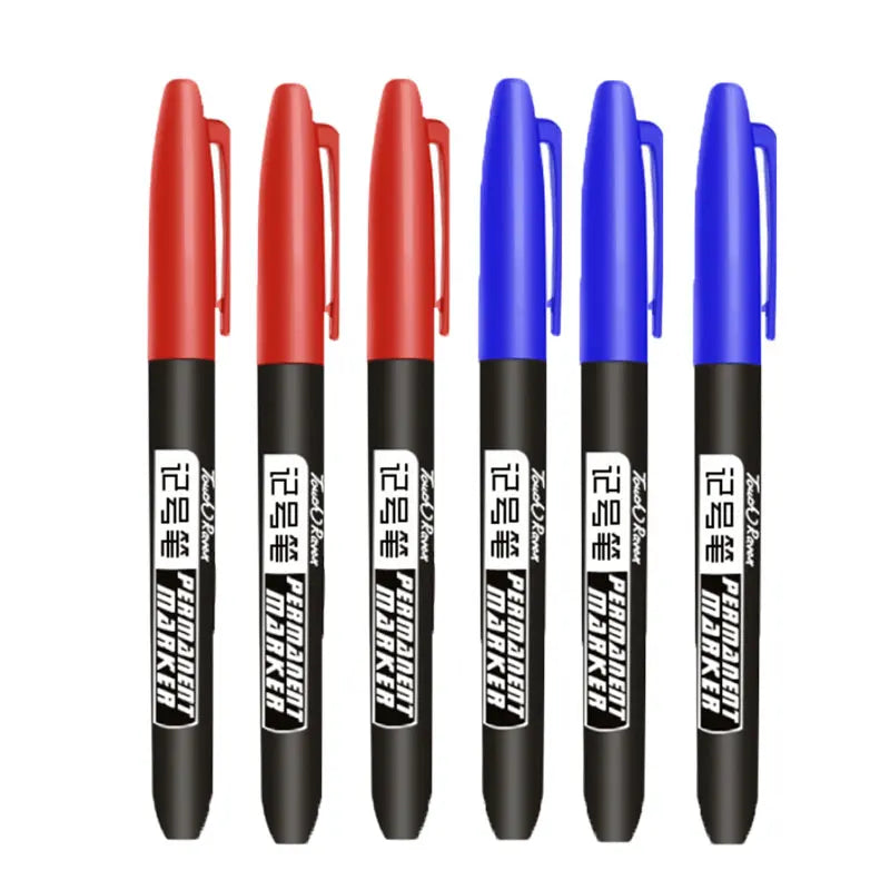 Stylo marqueur Permanent pour dessin Manga, 6 pièces, noir, bleu, rouge, encre étanche, stylos pour croquis, papeterie fournitures scolaires d'art