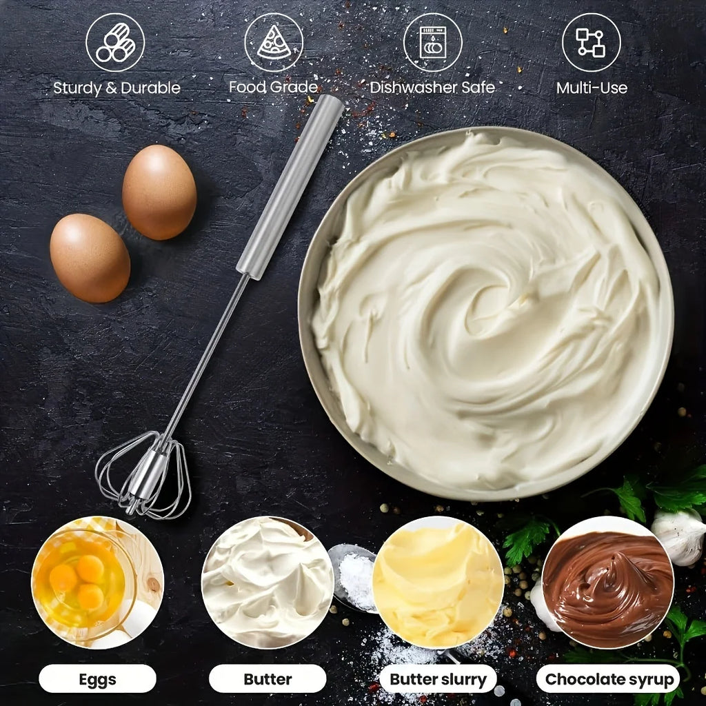 Batteur à œufs en acier inoxydable, mélangeur semi-automatique Durable pour mélanger la crème aux œufs sans effort, remuer et battre pour la cuisson en cuisine