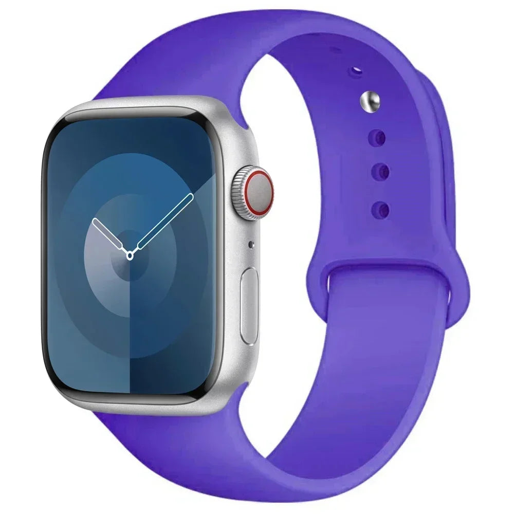 Bracelet en Silicone pour Apple Watch, 44mm 45mm 40mm 41mm 42-46mm, bracelet de sport iwatch série 8 7 6 5 4 9 10 11 SE-Ultra 2/3 49mm