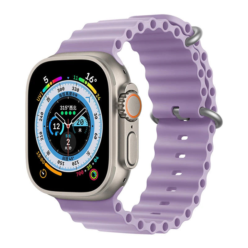 Bracelet océan en Silicone pour bracelets de montre Apple 45mm 46mm 40mm Ultra 2 49mm 44mm 41mm 38-42mm bracelet de sport série 10 9 8 7 6 5 4 SE
