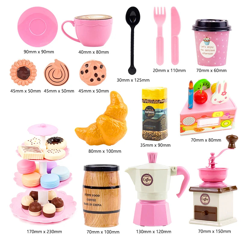Ensemble de jeu pour enfants : nourriture, thé, cuisine miniature, gâteau à découper, idéal pour les jeux de rôle et les cadeaux d'anniversaire