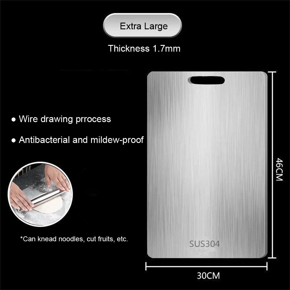 Planche à découper WXCOO 1PCS en acier inoxydable, planche épaisse de cuisine antiadhésive double face pour fruits et viande