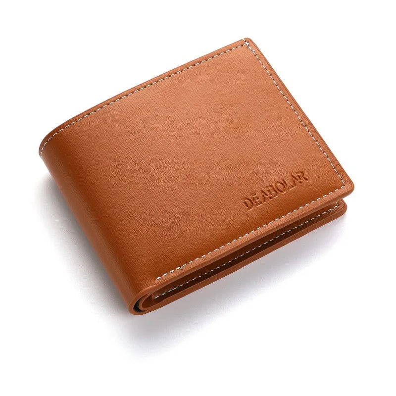 Portefeuille court en cuir Pu pour hommes, Style fin, pliable, pour jeunes hommes, porte-cartes de crédit