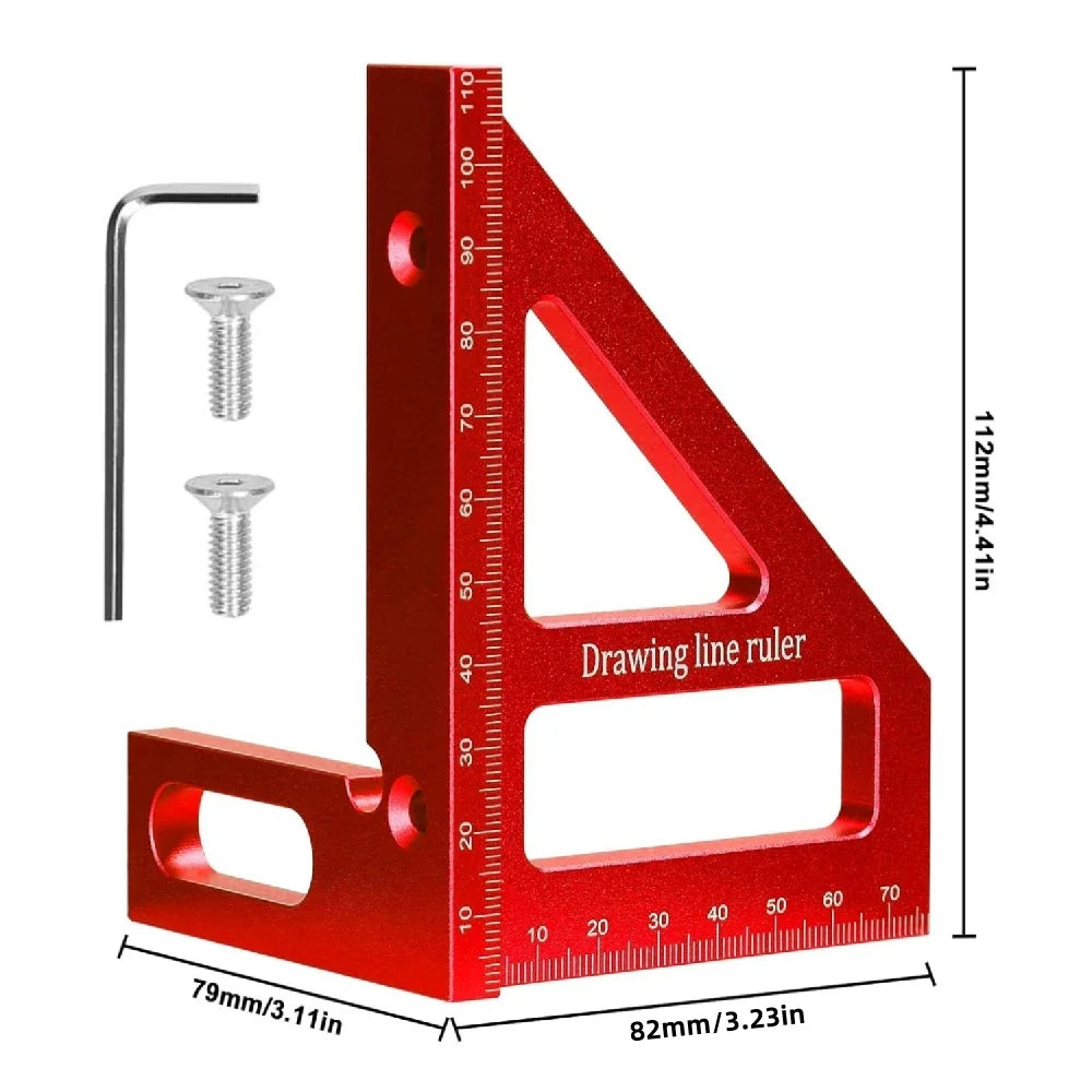 Règle de mesure multi-angle en aluminium 45 ° 90 °, rapporteur carré pour le travail du bois, règle triangulaire à onglet, outil de traçage utilitaire