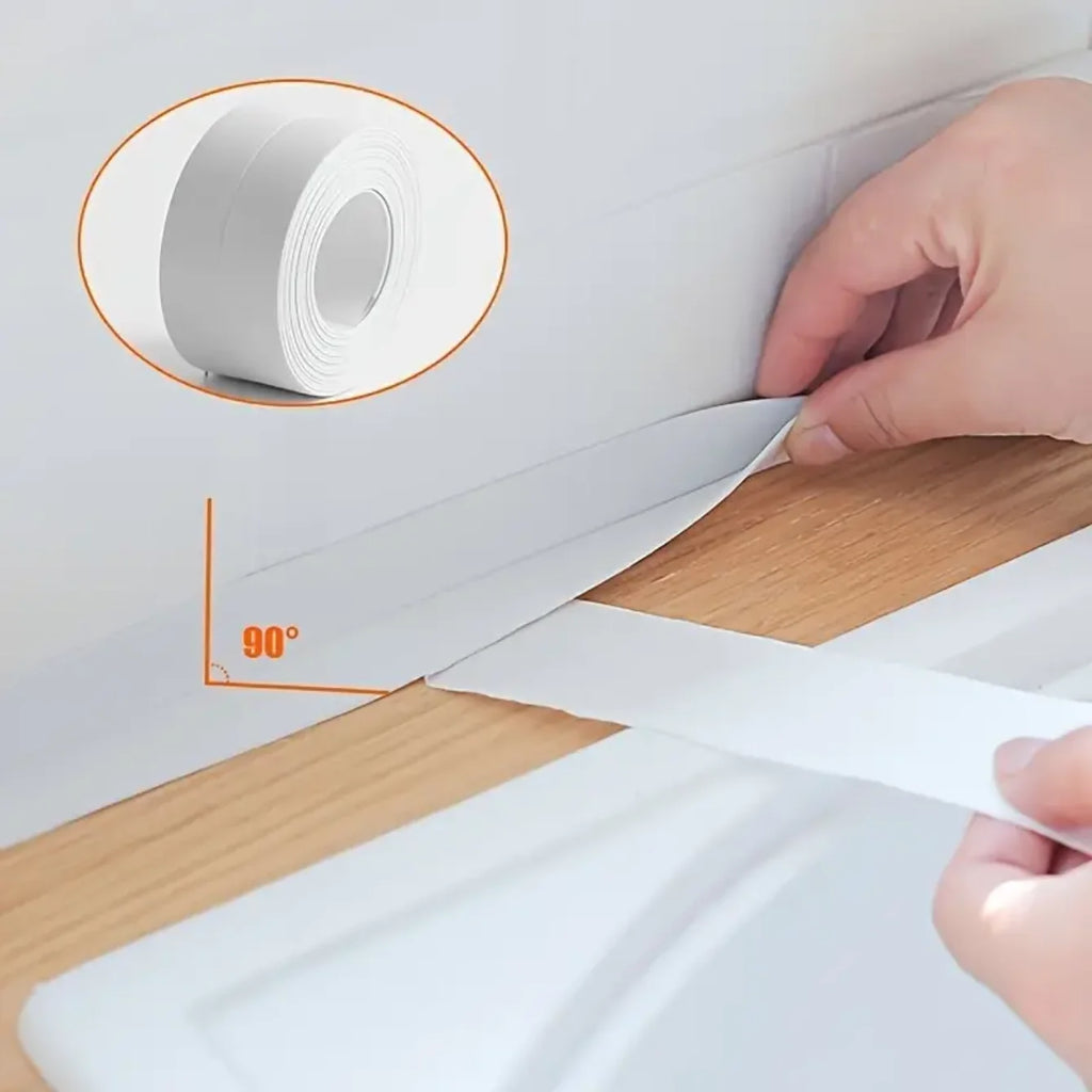 Ruban d'étanchéité imperméable en PVC de 3,2 m pour lavabo, douche, baignoire et toilettes - Autocollant mural auto-adhésif