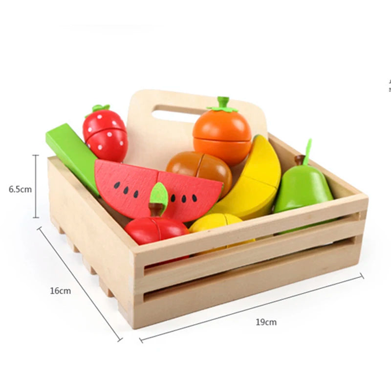 Cuisine de simulation en bois, jeu classique Montessori, jouet éducatif pour enfants, cadeau pour enfants, ensemble de découpe de fruits et légumes
