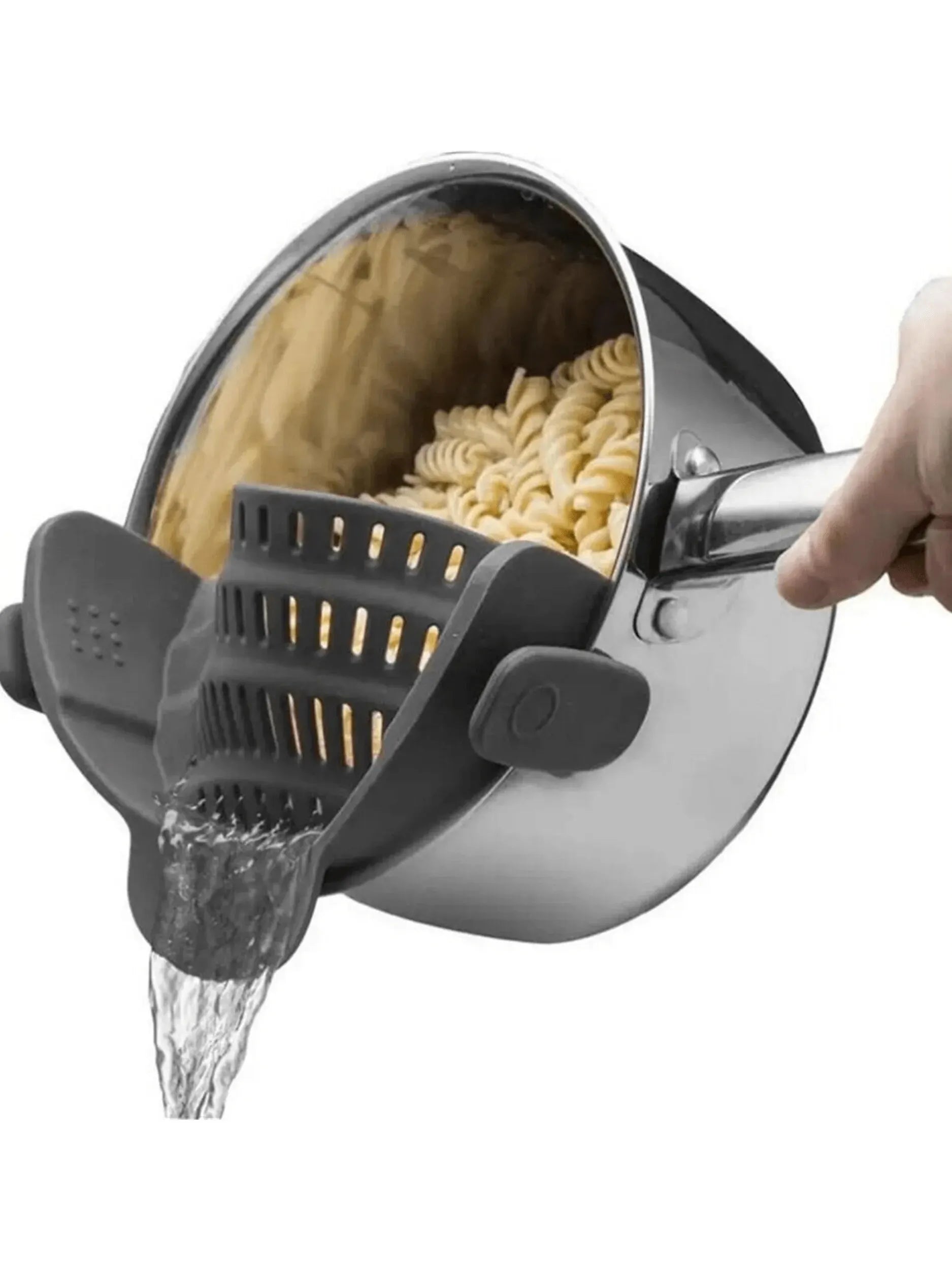 1 passoire à pince réglable en silicone pour casseroles, poêles et bols - Égouttoir manuel pour nouilles et pâtes
