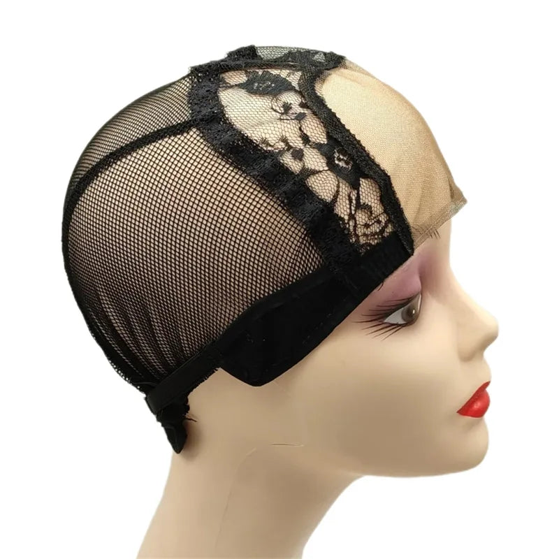 Bonnet de perruque en dentelle U-Part HD noir, 4x4 pouces, avec sangle réglable, pour bricolage, fabrication de perruque, bonnet de tissage de filet à cheveux, 1 pièce