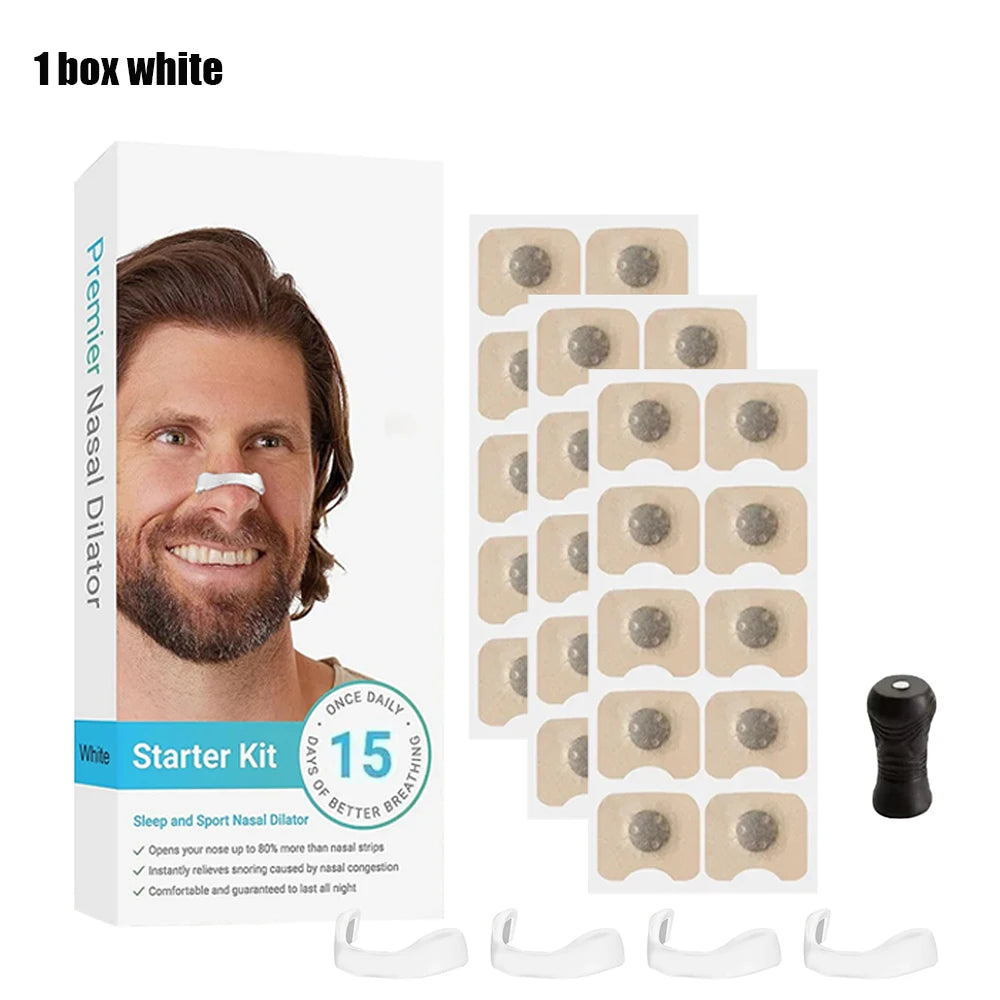 Kits de démarrage de dilatateurs respiratoires nasaux, bandes nasales Anti-ronflement, bandes nasales magnétiques, augmentent l'air sportif et améliorent le sommeil
