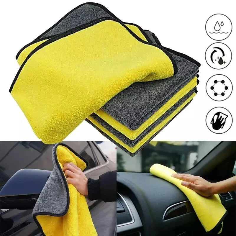 Serviette de lavage de voiture Ultra douce, chiffon d'entretien de voiture en microfibre, chiffon de séchage de nettoyage de voiture, chiffons de nettoyage à Double couche
