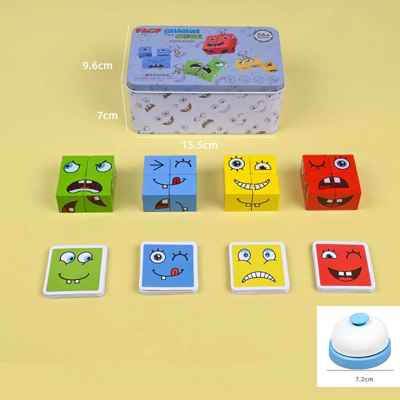 Grand jeu de construction en bois avec puzzle d'émoticônes et émoticônes pour enfants. Idéal pour apprendre et apprendre