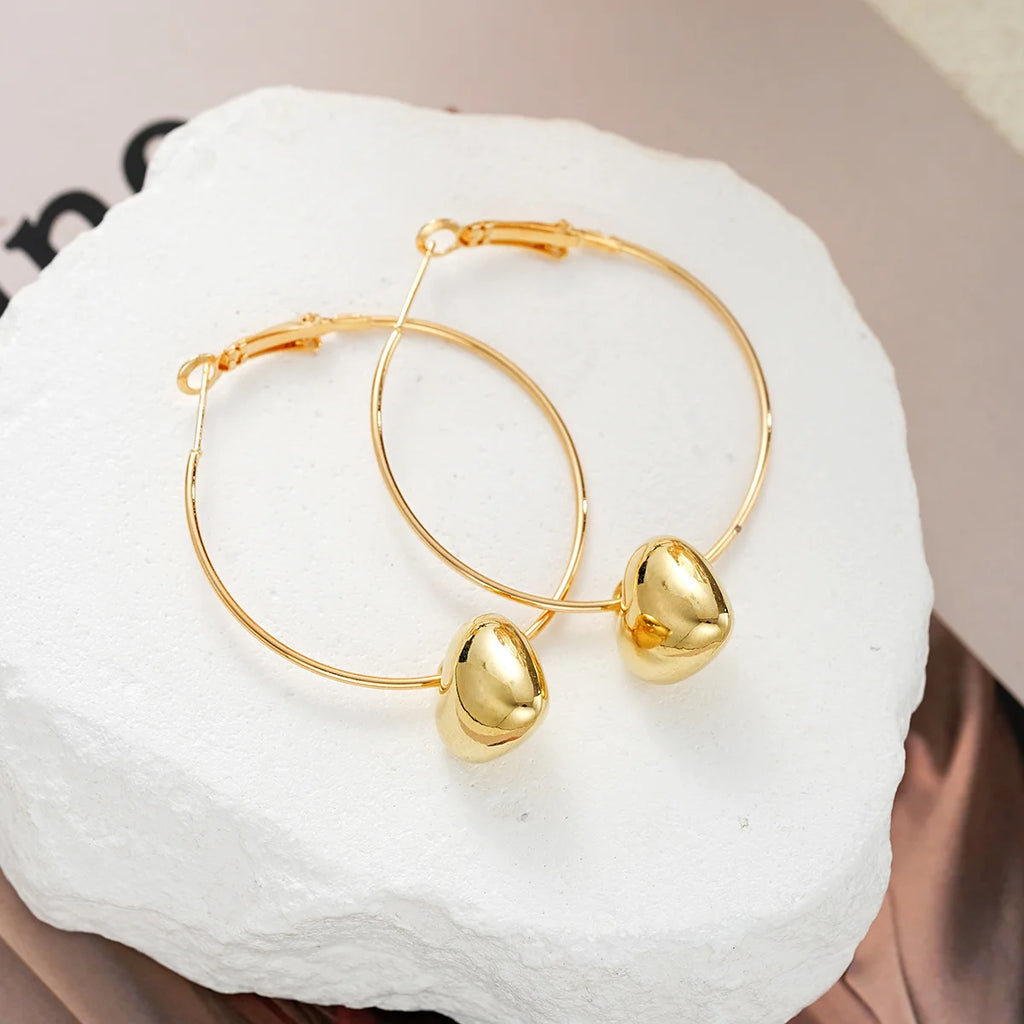 Boucles d'oreilles pendantes en forme de cœur pour femmes, Design couleur or, grand cercle exagéré, bijoux coréens, cadeau, nouvelle collection 2024