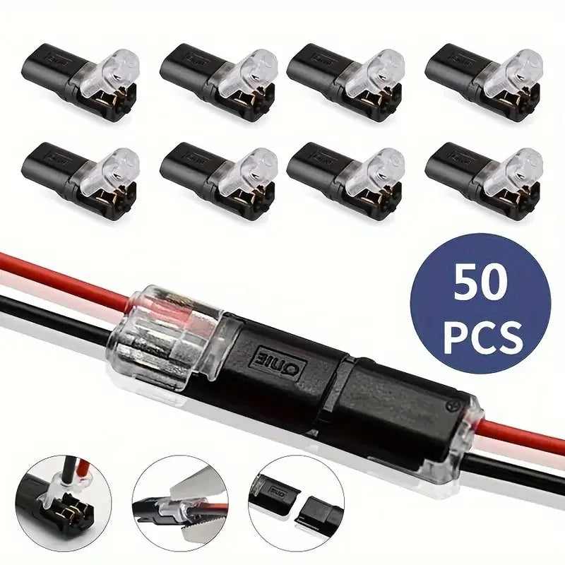 10/20/30/40/50 connecteurs de fils LED enfichables, bornes de fils compactes universelles à 2 broches et 2 voies, aucun dénudage de fils requis