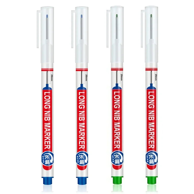 Marqueurs à tête de pointe longue pour stylo perforateur en métal, étanche, salle de bains, décoration du bois, multi-usages, 4 pièces/ensemble 20mm