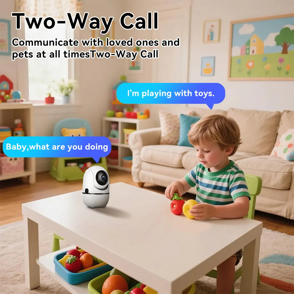 Caméra IP Wi-Fi 2,4 GHz/5 GHz pour maison connectée avec suivi automatique, vision nocturne 1080p, vidéosurveillance sans fil, compatible avec l'application OK pour la sécurité des bébés