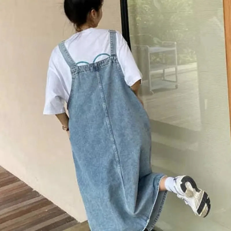 Printemps été Denim robe globale femmes sans manches robes en jean mode femme solide Slip décontracté ample Spaghetti sangle robes