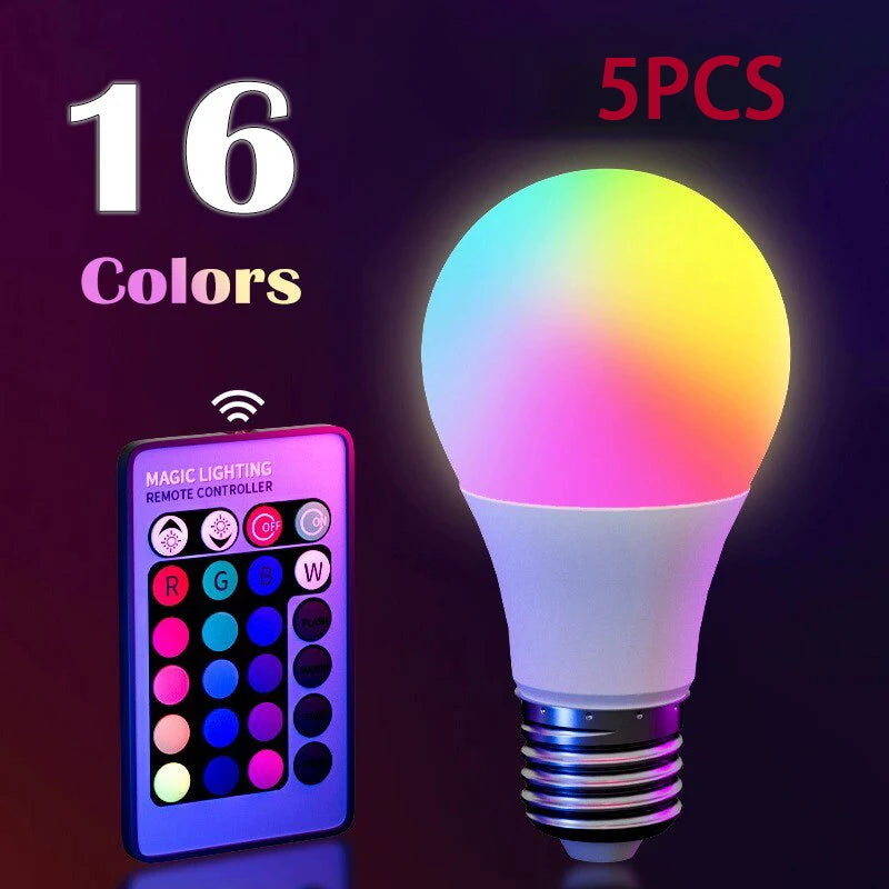 Ampoule LED multicolore RGB E27 16 couleurs, 220V, éclairage domestique, variable, 24 touches, télécommande, lampe intelligente, lumière d'ambiance