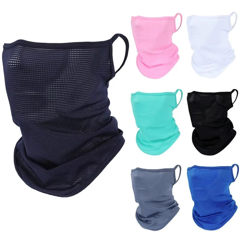 Cagoule intégrale en soie glacée d'été respirante, protection solaire et UV, écharpe de moto, cache-cou, protection solaire pour vélo