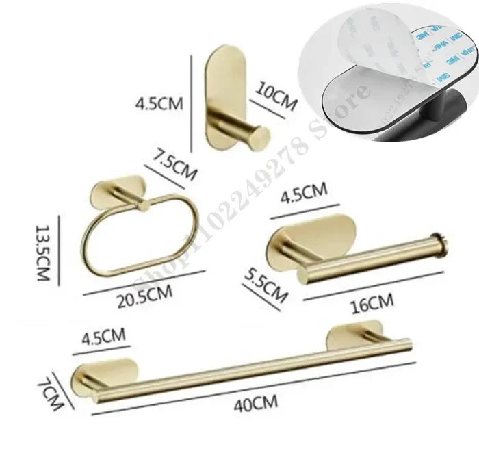 Support mural adhésif pour essuie-tout sous meuble, pour la cuisine et la salle de bain. Porte-rouleau d'essuie-tout doré