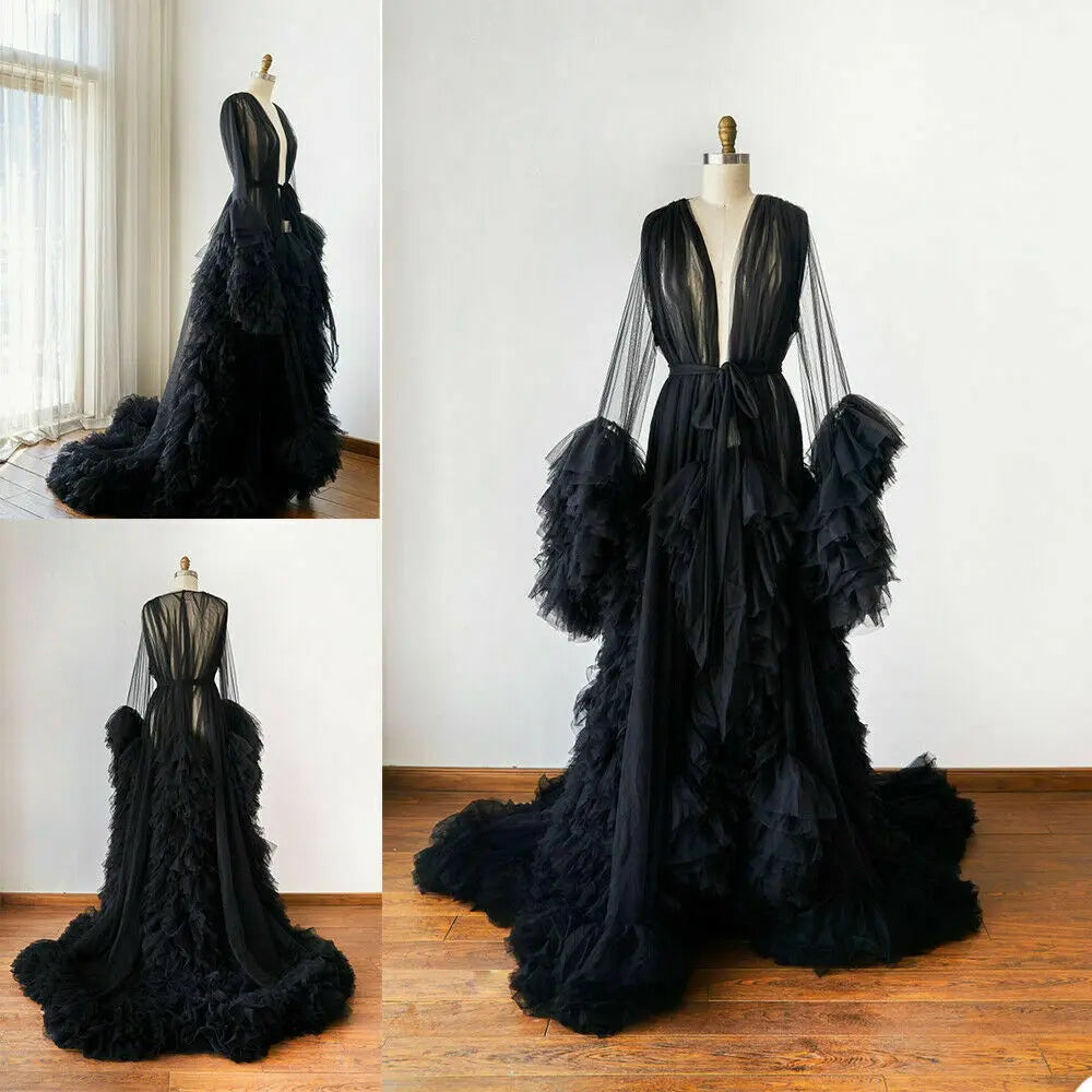 Robes de maternité, peignoirs longs en tulle pour femmes, robes de chambre pour séances photo, anniversaires, robes de mariée sexy et moelleuses, vêtements de nuit pour fêtes, robes sur mesure 2021