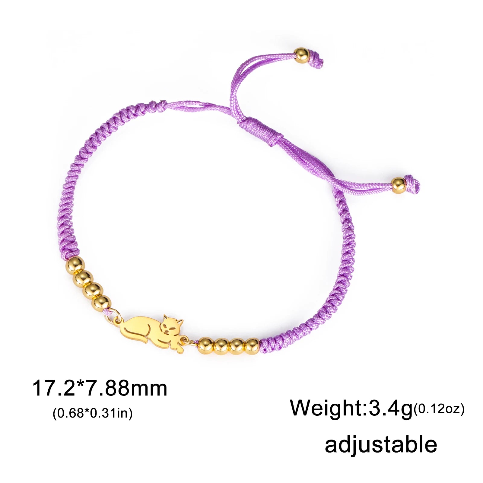 Bracelet Lucktune Chat Mignon en Acier Inoxydable avec Pendentif Animal et Chaîne à Perles - Bijou Tendance Kpop pour Femmes et Hommes - Cadeau Couple