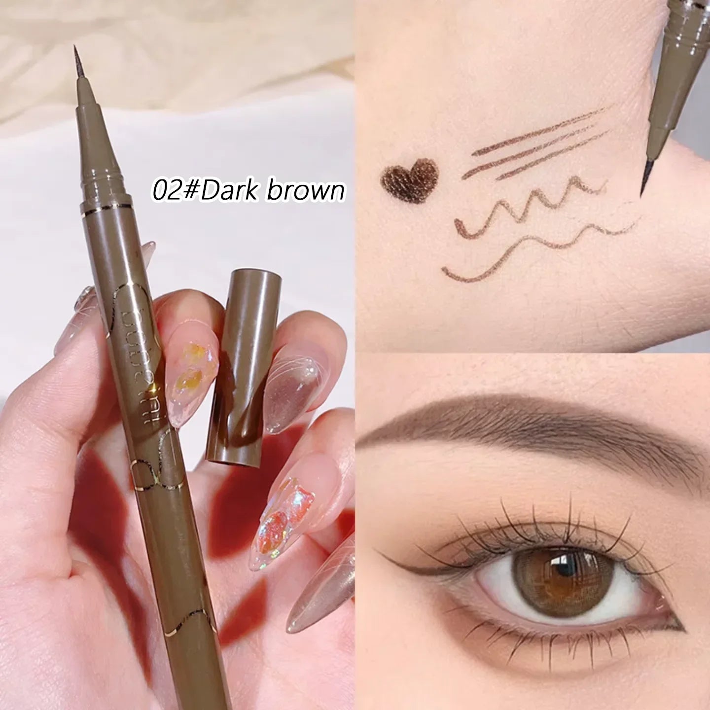 Stylo eyeliner gel fin – Texture lisse et waterproof, sans bavure, haute pigmentation, application facile, multicolore, maquillage des yeux longue tenue